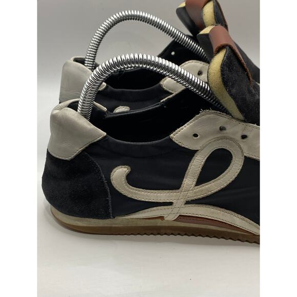 LOEWE Women's Navy-White Printed Suede Leather Ballet Runner Sneakers SZ 38(US8) - Picture 5 of 14